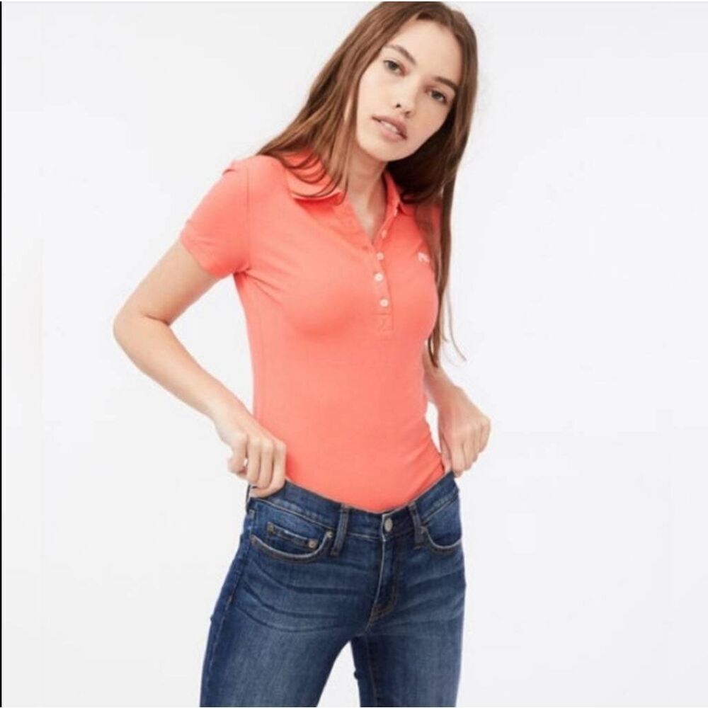 💙Aeropostale Neon Orange Short Sleeve Polo Shirt Juniors Large